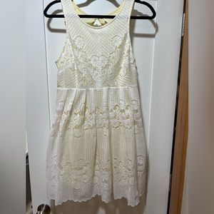 Free People Yellow and White Lace Tank Dress size 6